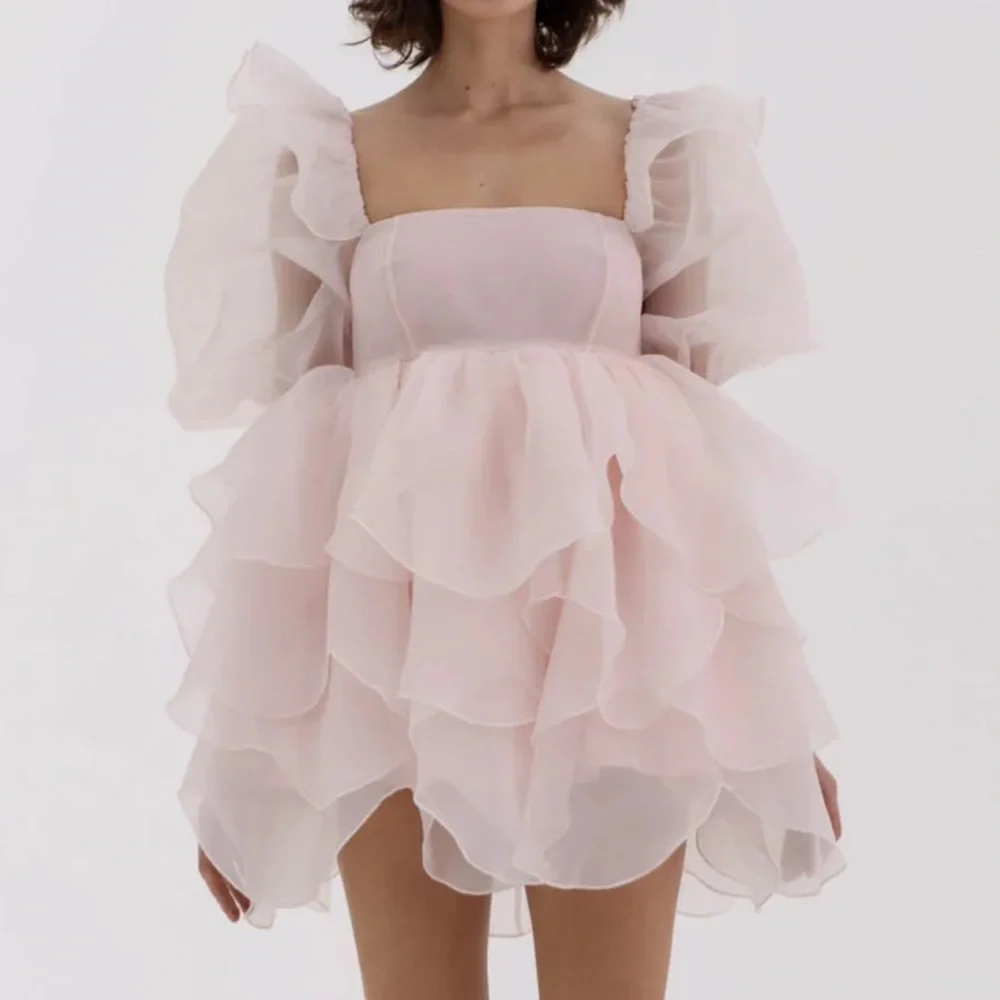 Selkie The Peach Skin Rose Petal Puff Dress - Picture 2 of 9